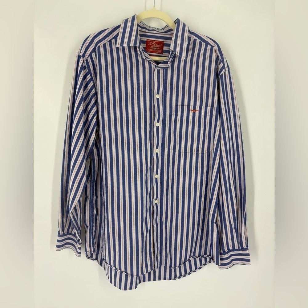 RM Williams Longhorn Men's New 100% Cotton Long-Sleeved Blue Reg Fit Shirt L